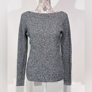 🛍️LIZ CLAIBORNE SPORT Black and white heather knit‎ sweater size S.